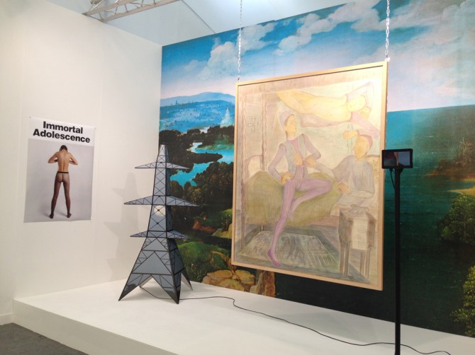 Mark Leckey, Pylons, Nylons & Klossowski AD (2013). Installation view at Frieze Art Fair 2013